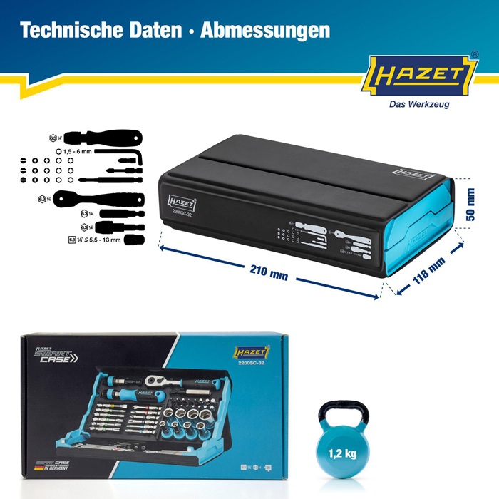 4000829881 - Detailbild5_Bitsortiment SmartCase 2200SC-32 59-tlg.Schlitz/PH/PZD/TX/TX m.Zapfen/6Kt.