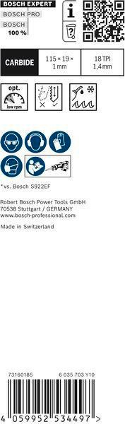 4000837491 - Detailbild_Säbelsägeblatt Expert Thin Tough Metal L.115mm B.19mm TPI 18 1,4mm 1 St./Karte