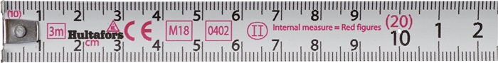 4000855031 - Detailbild_Taschenrollbandmaß Talmeter L.3m B.16mm mm/cm EG II ABS Messlasche HULTAFORS