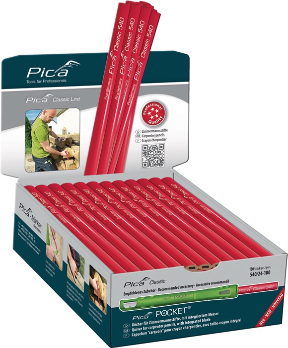 4000871346 - Detailbild_Zimmermannsbleistift Pica Classic 540 L.30cm 2H ungespitzt PICA