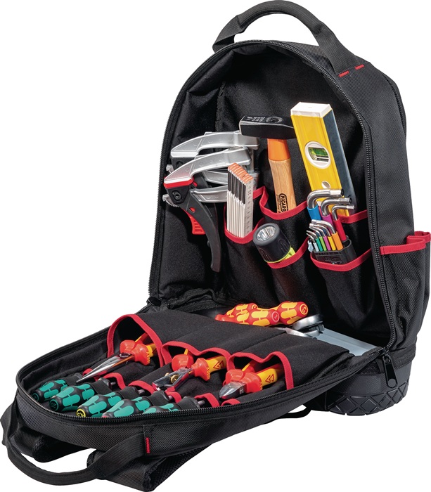 4000871998 - Detailbild4_Werkzeugrucksack B360xT170xH440mm Nyl.schwarz/rot PARAT
