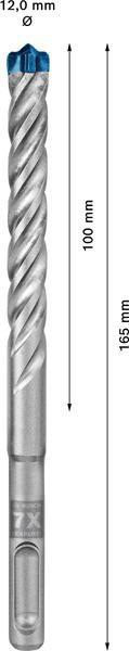 4000909981 - Detailbild_Hammerbohrer Expert SDS-7X D.12mm Arbeits-L.100mm L.165mm SDS-Plus 10 St.BOSCH