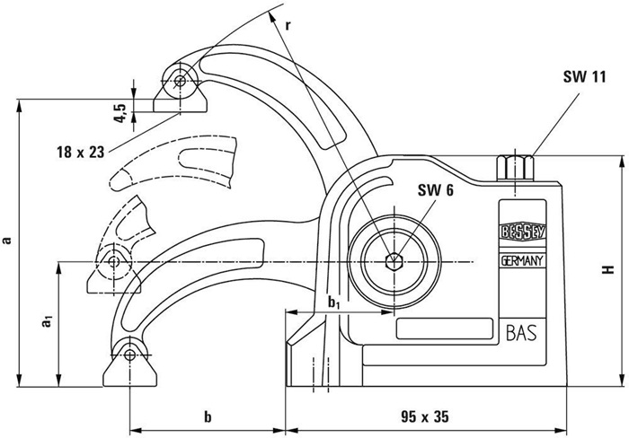 4123716050 - Detailbild5_BAS Spannhöhe 97mm A.60mm m.AL-Druckschuh geschl.Bessey
