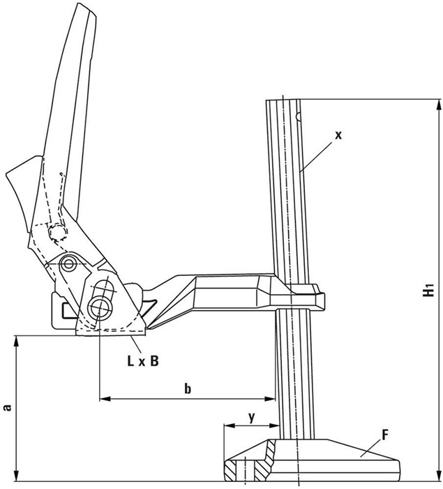 4123740020 - Detailbild2_Maschinentischspanner Spann-H.200mm A.100mm Schienen-Q.19,5x9,5mm BESSEY