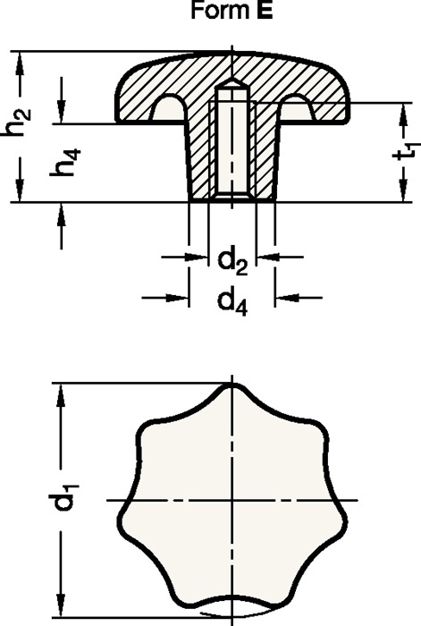 4601000862 - Detailbild_Sterngriff DIN 6336 m.Gewindebuchse Ku.d1 63mm d2 M 12mm