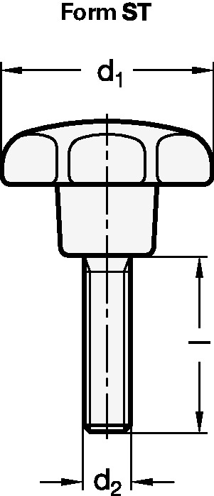4601000899 - Detailbild_Sterngriff GN 6336.4 Sterngriffschraube Ku.d1 63mm d2 M 12mm l50mm GANTER