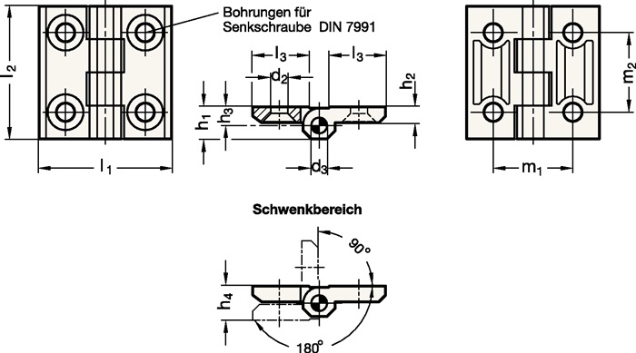 4601002082 - Detailbild_Scharnier GN 237 H.50mm B.50mm S.6mm Zink-Druckguss besch.GANTER
