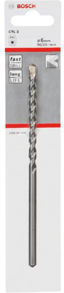 8000339969 - Detailbild_Betonbohrer Silver Percussion CYL-3 D.6mm Arbeits-L.90mm L.150mm Schaft-D.5,5mm