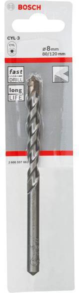 8000339982 - Detailbild_Betonbohrer Silver Percussion CYL-3 D.8mm Arbeits-L.80mm L.120mm Schaft-D.7,5mm