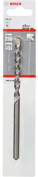 8000339983 - Detailbild_Betonbohrer Silver Percussion CYL-3 D.8mm Arbeits-L.90mm L.150mm Schaft-D.7,5mm