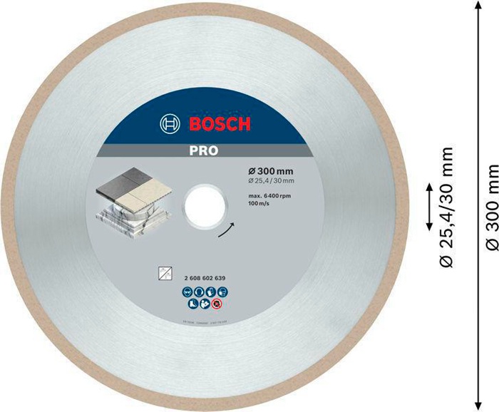 8000340387 - Detailbild4_Diamanttrennscheibe PRO Ceramic D.300mm Bohrungs-D.30+25,4mm gesintert
