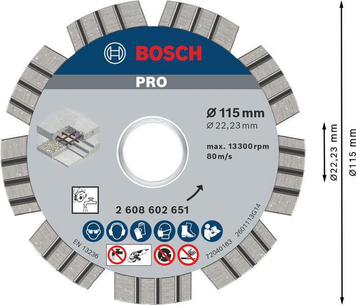 8000340397 - Detailbild3_Diamanttrennscheibe PRO Concrete D.115mm Bohrungs-D.22,23mm Schnitt-B.2,2mm