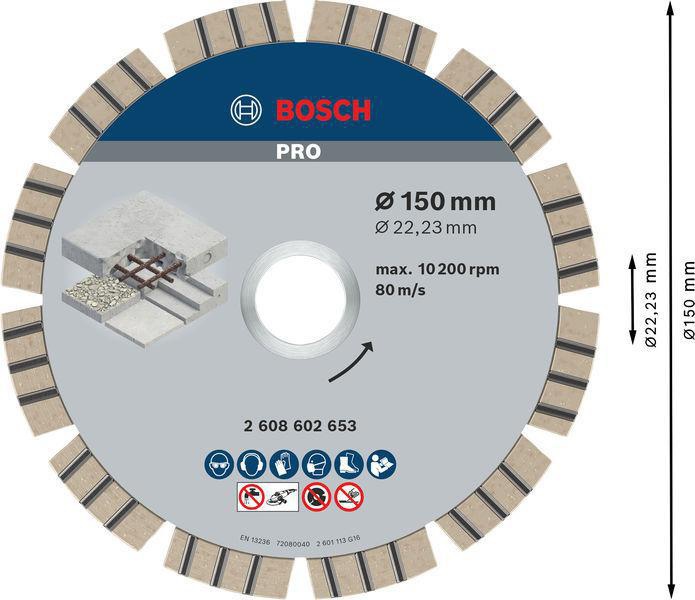 8000340399 - Detailbild3_Diamanttrennscheibe PRO Concrete D.150mm Bohrungs-D.22,23mm Schnitt-B.2,4mm