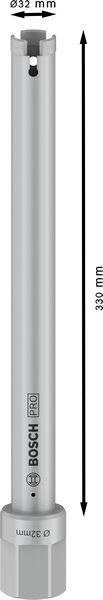 8000340717 - Detailbild_Diamanttrockenbohrkrone PRO D.32mm Arbeits-L.330mm 1.1/4Zoll UNC BOSCH
