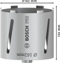 8000340730 - Detailbild_Diamanttrockenbohrkrone PRO Arbeits-L.162mm D.150 G 1/2Zoll 7 Seg.
