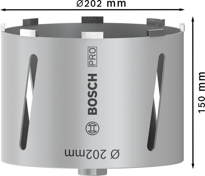 8000340731 - Detailbild3_Diamanttrockenbohrkrone PRO Arbeits-L.202mm D.150 G 1/2Zoll 9 Seg.
