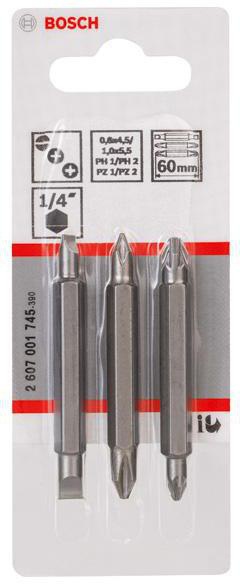 8000340807 - Detailbild3_Doppelklingen-Set 3tlg. L.60mm PH1/PH2 PZ1/PZ2 Längsschl. 0,6x4,5/1x5,5 BOSCH