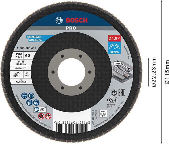 8000340988 - Detailbild3_Fächerschleifscheibe PRO X571 Scheiben-D.115mm Körnung 60 gewinkelt