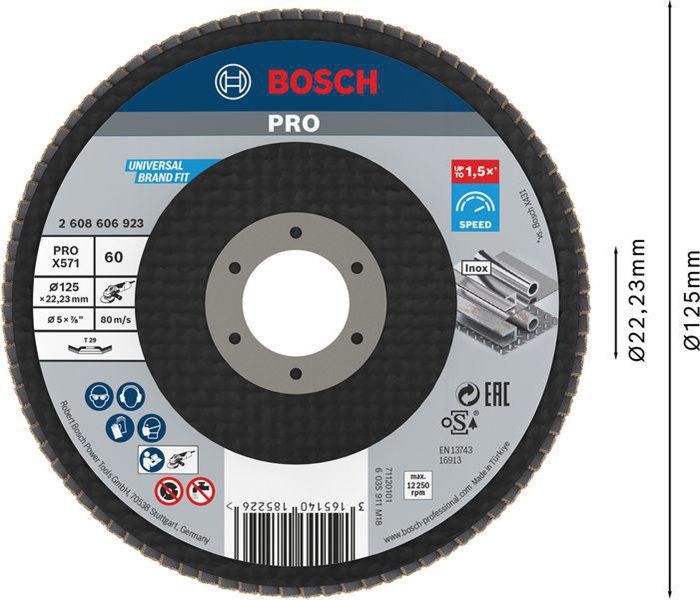 8000340992 - Detailbild_Fächerschleifscheibe PRO X571 Scheiben-D.125mm Körnung 60 gewinkelt
