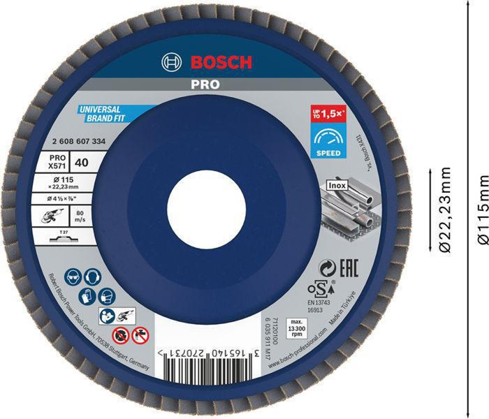 8000341000 - Detailbild2_Fächerschleifscheibe PRO X571 Scheiben-D.115mm Körnung 40 gerade
