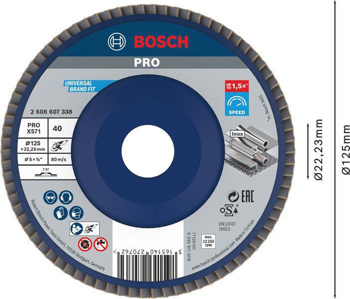8000341008 - Detailbild5_Fächerschleifscheibe PRO X571 Scheiben-D.125mm Körnung 40 Ku. BOSCH