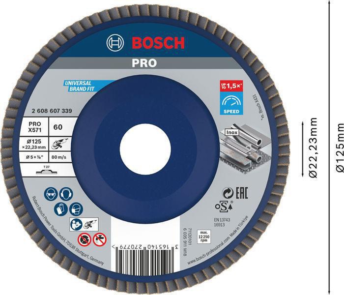 8000341010 - Detailbild2_Fächerschleifscheibe PRO X571 Scheiben-D.125mm Körnung 60 Ku. BOSCH