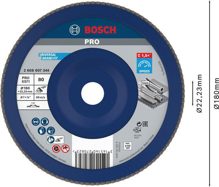8000341015 - Detailbild2_Fächerschleifscheibe PRO X571 Scheiben-D.180mm Körnung 80 gerade