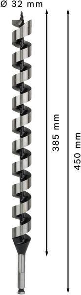 8000341803 - Detailbild2_Holzschlangenbohrer PRO Wood Arbeits-L.360mm D.32mm L.450mm 6-kt SW 11,1mm BOSCH