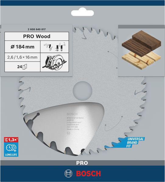 8000342000 - Detailbild4_Kreissägeblatt PRO Wood D.184mm Bohrung 16mm 24Zähne WZ BOSCH