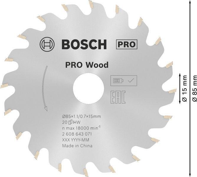 8000342013 - Detailbild4_Kreissägeblatt PRO Wood D.85mm Bohrung 15mm 20Zähne WZ BOSCH