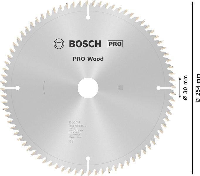 8000342016 - Detailbild3_Kreissägeblatt PRO Wood AD 254mm Z.80 WZ/N Bohr.30mm Schnitt-B.2,5mm