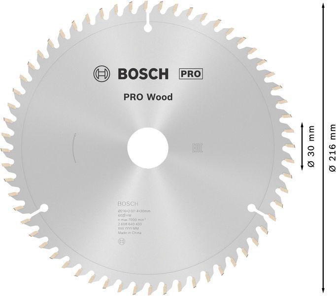8000342020 - Detailbild3_Kreissägeblatt PRO Wood AD 216mm Z.60 WZ/N Bohr.30mm Schnitt-B.2,0mm HM BOSCH