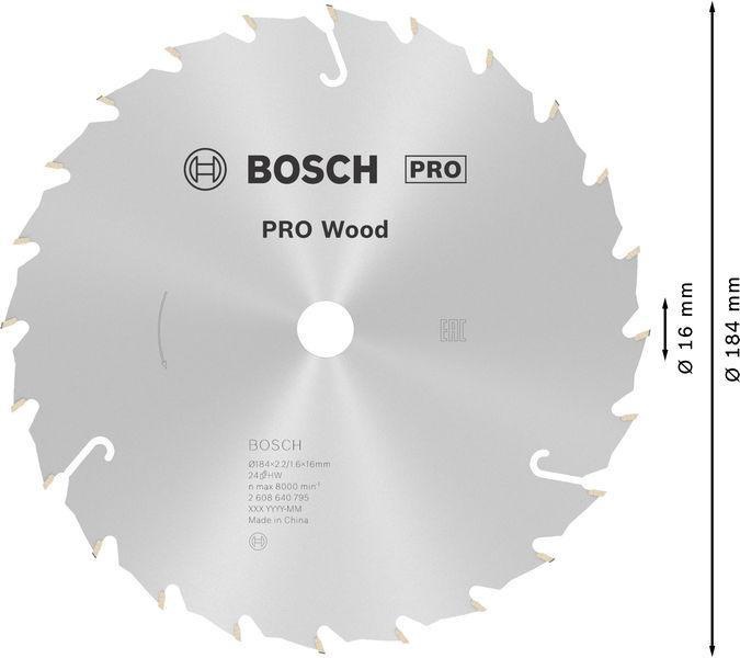 8000342137 - Detailbild2_Kreissägeblatt PRO Wood D.184mm Bohrung 16mm 24Zähne ATB/FT BOSCH