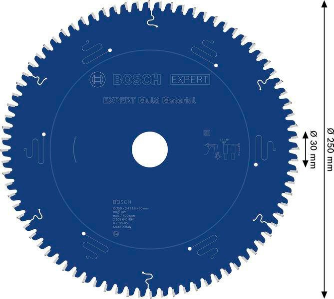 8000342230 - Detailbild5_Kreissägeblatt Expert for Multi Material D.250mm Bohrung 30mm 80Zähne TCG BOSCH