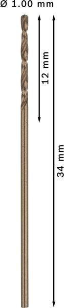 8000342809 - Detailbild2_Metallbohrer PRO Stainless Steel Arbeits-L.12mm D.1mm L.34mm 10St. BOSCH