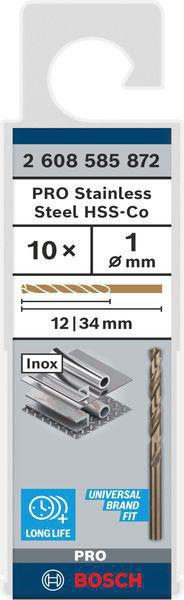 8000342809 - Detailbild3_Metallbohrer PRO Stainless Steel Arbeits-L.12mm D.1mm L.34mm 10St. BOSCH