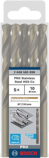 8000342814 - Detailbild2_Metallbohrer PRO Stainless Steel Arbeits-L.87mm D.10mm L.133mm 5St. BOSCH