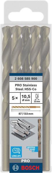 8000342818 - Detailbild3_Metallbohrer PRO Stainless Steel Arbeits-L.87mm D.10,5mm L.133mm 5St. BOSCH