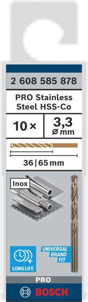 8000342838 - Detailbild2_Metallbohrer PRO Stainless Steel Arbeits-L.36mm D.3,3mm L.65mm 10St. BOSCH