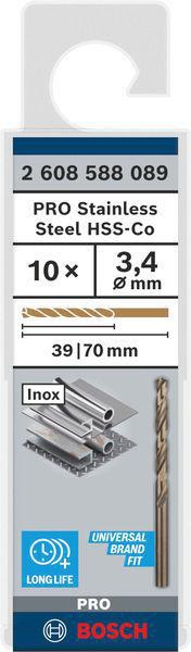 8000342840 - Detailbild3_Metallbohrer PRO Stainless Steel Arbeits-L.39mm D.3,4mm L.70mm 10St. BOSCH
