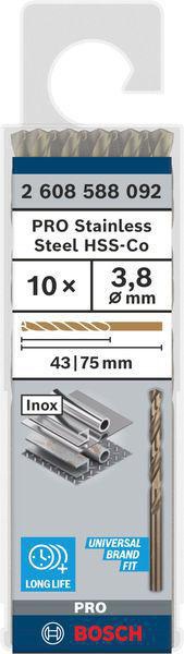 8000342845 - Detailbild3_Metallbohrer PRO Stainless Steel Arbeits-L.43mm D.3,8mm L.75mm 10St. BOSCH