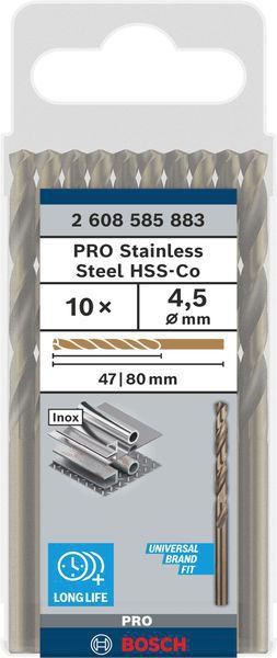 8000342854 - Detailbild2_Metallbohrer PRO Stainless Steel Arbeits-L.47mm D.4,5mm L.80mm 10St. BOSCH