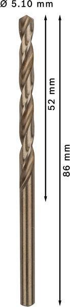 8000342860 - Detailbild_Metallbohrer PRO Stainless Steel Arbeits-L.52mm D.5,1mm L.86mm 10St. BOSCH