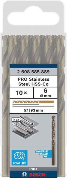 8000342867 - Detailbild_Metallbohrer PRO Stainless Steel Arbeits-L.57mm D.6mm L.93mm 10St. BOSCH