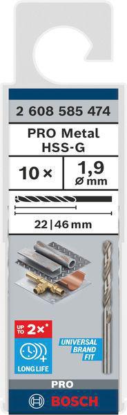 8000342907 - Detailbild4_Metallbohrer PRO Metal Arbeits-L.22mm D.1,9mm L.46mm 10St. BOSCH