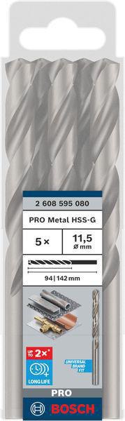 8000342927 - Detailbild_Metallbohrer PRO Metal Arbeits-L.94mm D.11,5mm L.142mm 5St. BOSCH