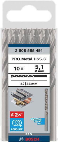 8000342992 - Detailbild_Metallbohrer PRO Metal Arbeits-L.52mm D.5,1mm L.86mm 10St. BOSCH