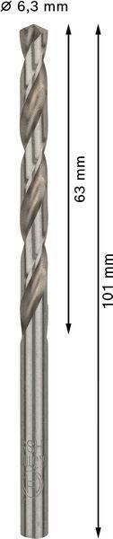 8000343008 - Detailbild_Metallbohrer PRO Metal Arbeits-L.63mm D.6,3mm L.101mm 10St. BOSCH
