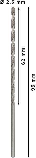 8000343064 - Detailbild_Metallbohrer PRO Metal Arbeits-L.62mm D.2,5mm L.95mm Typ N HSS-G 5St. BOSCH