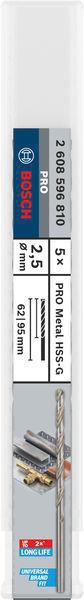 8000343064 - Detailbild5_Metallbohrer PRO Metal Arbeits-L.62mm D.2,5mm L.95mm Typ N HSS-G 5St. BOSCH